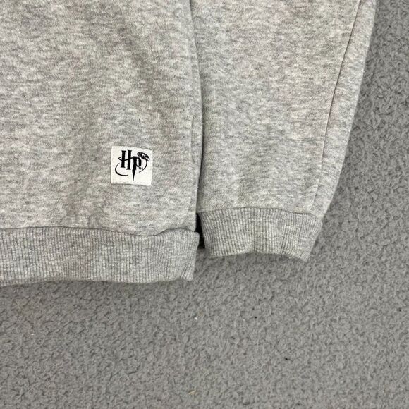 Harry Potter x H&M Hogwarts Sweatshirt Girls 20 Gray 1/4 Zip Cropped‎ Pullover - Picture 2 of 10